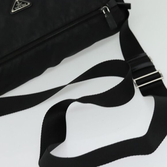 Authentic PRADA Shoulder Bag Nylon Black Silver - Picture 14 of 16